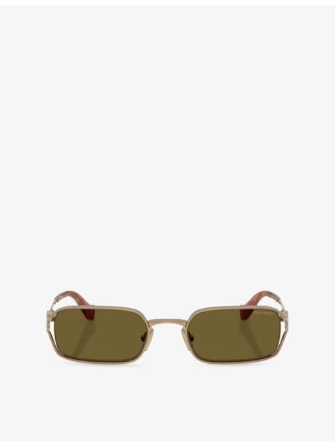Miu Miu MU C50S Rectangle-Frame Metal Sunglasses