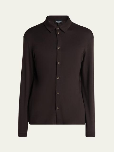 GIORGIO ARMANI Men's Solid Cashmere Button-Down Shirt