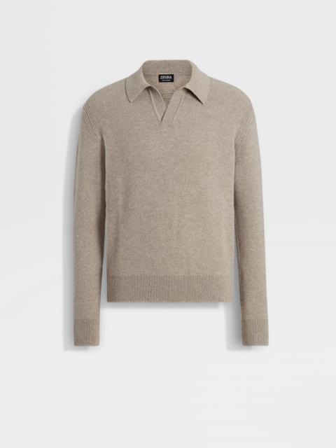 LIGHT TAUPE MÉLANGE OASI CASHMERE POLO SHIRT