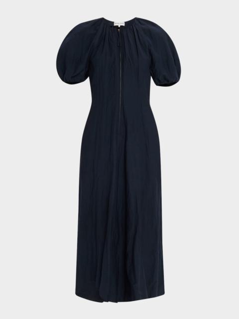 APIECE APART Neli Blouson-Sleeve Ruched Maxi Dress
