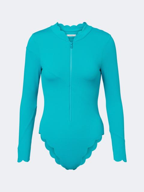 MARYSIA North Sea scalloped rashguard swimsuit