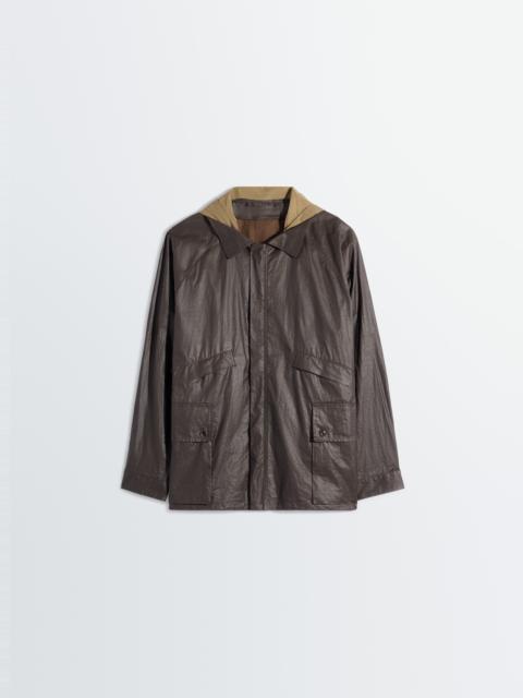 Lemaire RAIN JACKET WITH DETACHABLE HOOD IN COATED TECHNICAL LINEN