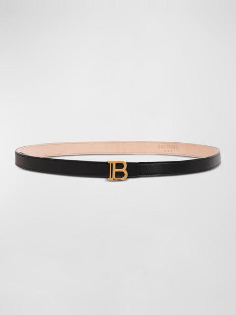 Balmain Skinny Leather & Brass B-Belt