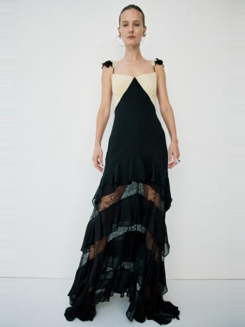 De La Vali AURALITE MAXI DRESS IN BLACK AND SOFT YELLOW