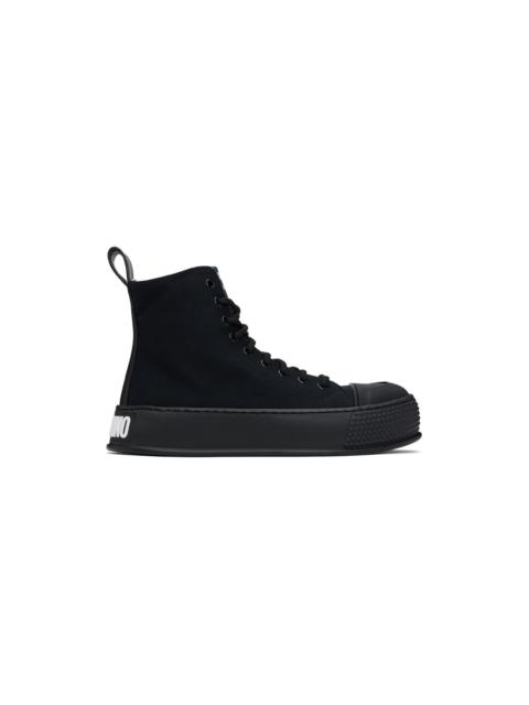 Moschino Black Bumps & Stripes High-Top Sneakers