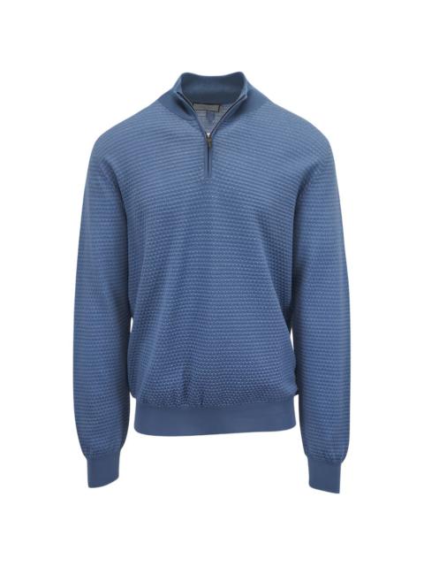 Canali textured zip sweater