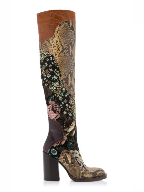Dries Van Noten Forest Patchwork Leather Boots