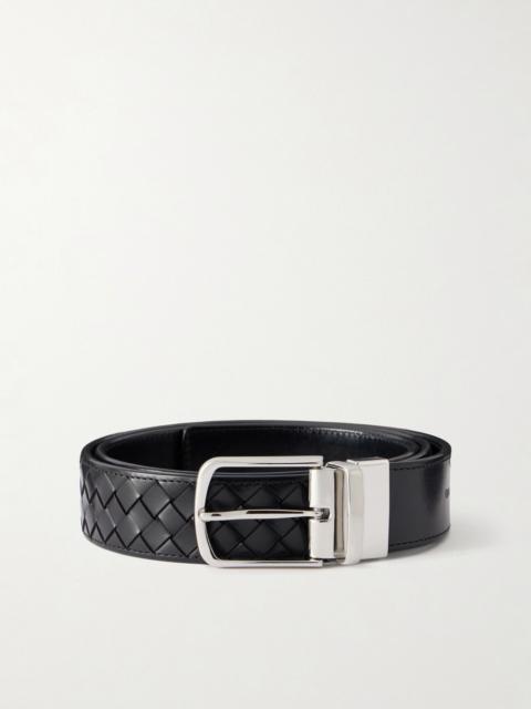 OFFICINE CREATIVE 4cm Woven Leather Belt Black