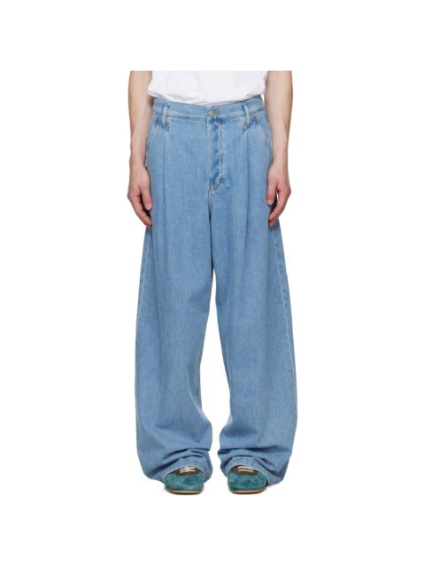 Dries Van Noten Blue Pleated Jeans