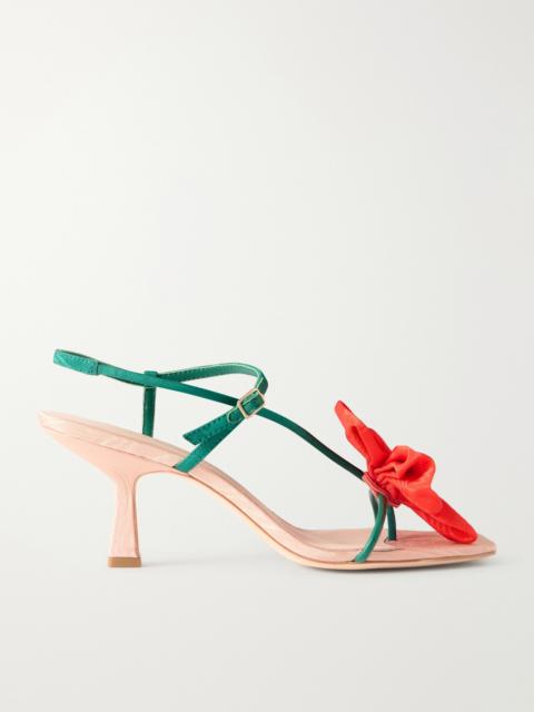 LOEFFLER RANDALL Frank Appliquéd Leather-trimmed Grosgrain Slingback Sandals