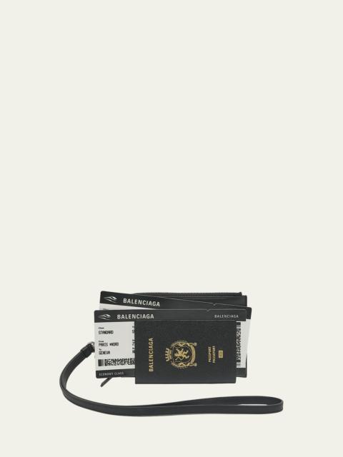 BALENCIAGA Men's Passport Zip Wallet with Strap