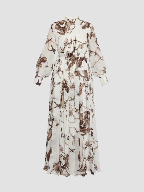 Erdem PRINTED SILK VOILE LONG SLEEVE GOWN