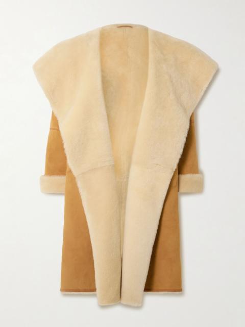 Draped shearling coat Tan