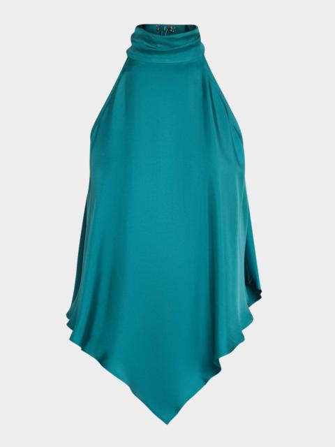 LAPOINTE Lightweight Silk Pointed Halter Top