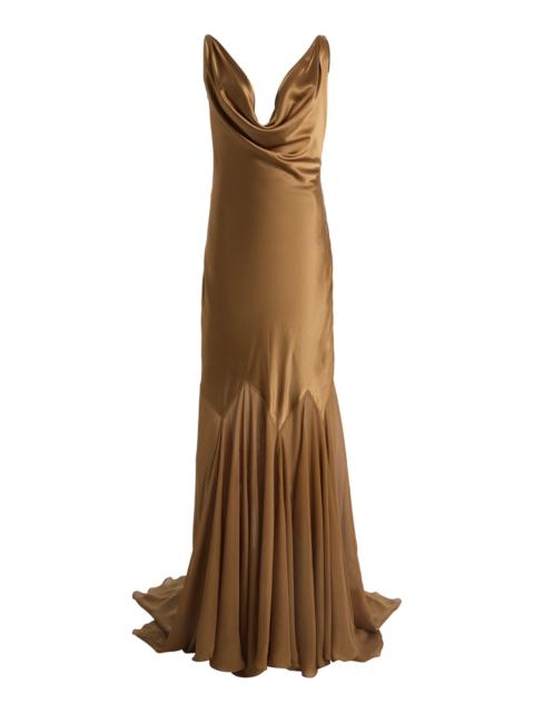 deme Exclusive The Colleen Cowl-Neck Chiffon Gown