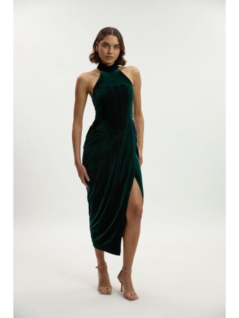 KAREN MILLEN Tall Tailored Velvet Halter Neck Maxi Dress