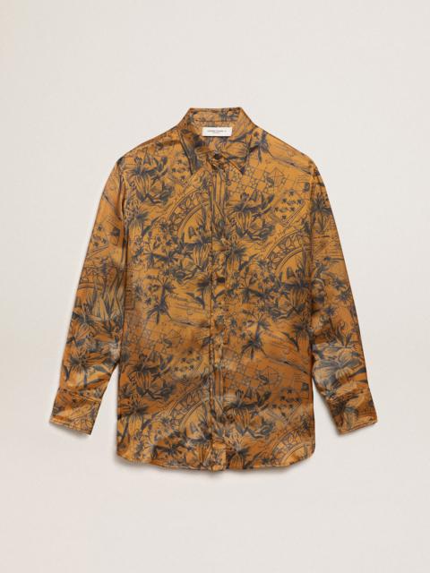 Golden Goose Women's golden brown boyfriend shirt with notebook print