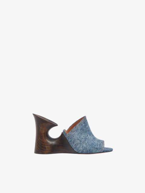 LA SCULPTURE MULES IN DENIM AND WOOD