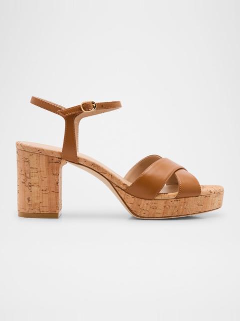 Stuart Weitzman Dayna Leather Crisscross Platform Sandals