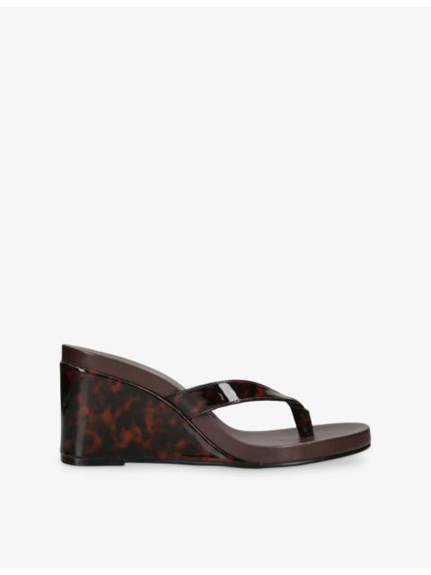 STEVE MADDEN Playing Faux-Leather Wedge Sandals