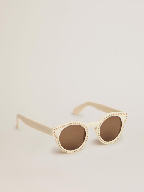 Golden Goose Sunglasses Panthos model with white frame and gold studs