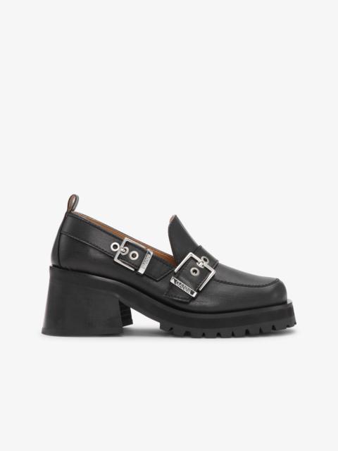 GANNI BLACK FEMININE BUCKLE PLATFORM LOAFERS