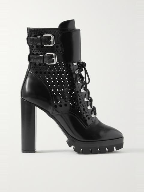 110 laser-cut leather ankle boots