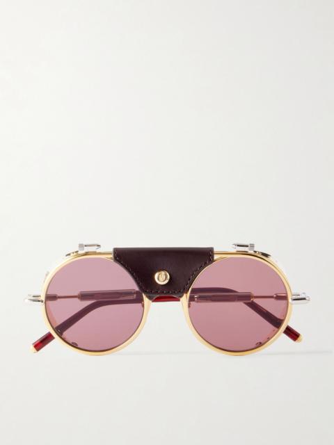 JACQUES MARIE MAGE Glacier Rocky Double-Bridge Round-Frame Sunglasses Gold