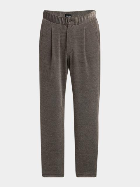 GIORGIO ARMANI Men's Heathered Chenille Relaxed Pleated Pants