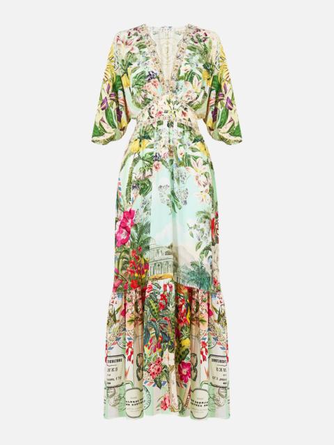 CAMILLA WAISTED DRESS WITH HEM RUFFLE LA BELLE BOTANIQUE