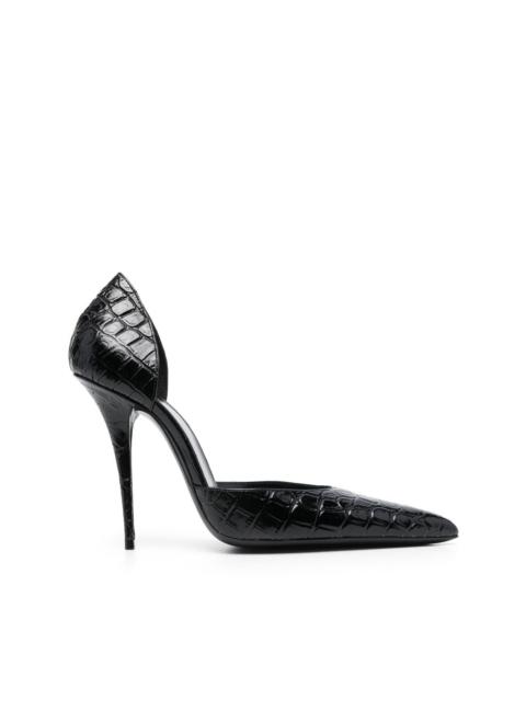 crocodile-effect stiletto pumps