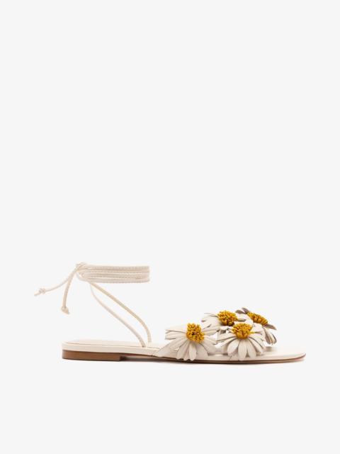 Larroudé Fiore Flat Sandal Ivory Leather