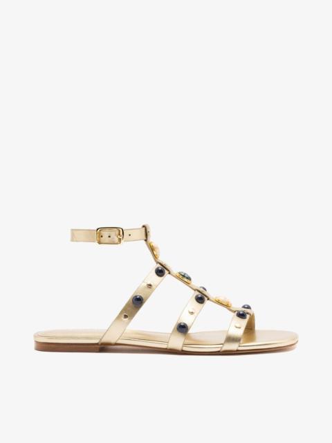 Larroudé Amalfi Flat Sandal Platina Leather