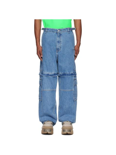 VETEMENTS Blue Convertible Denim Cargo Pants