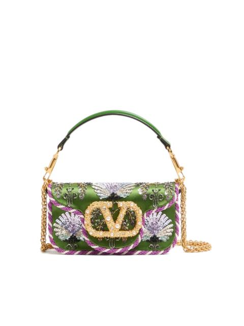 Valentino small Locò floral-embroidered VLogo-signature tote bag