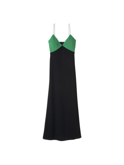Long dress Green/Black - Crepe de Chine