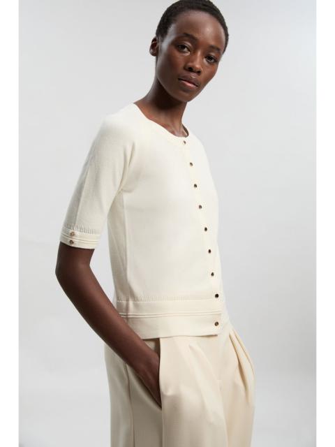 KAREN MILLEN Viscose Blend Knitted Short Sleeve Cardigan