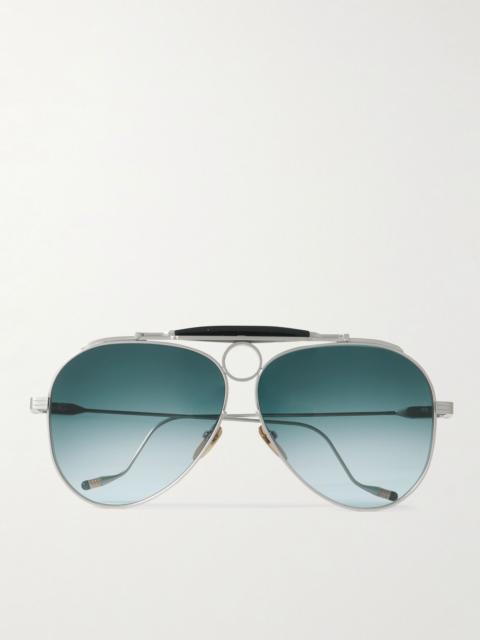 JACQUES MARIE MAGE + Diamond Cross Ranch Aviator-Style Silver-Tone Sunglasses Silver