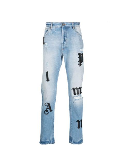 logo-patches straight-leg jeans