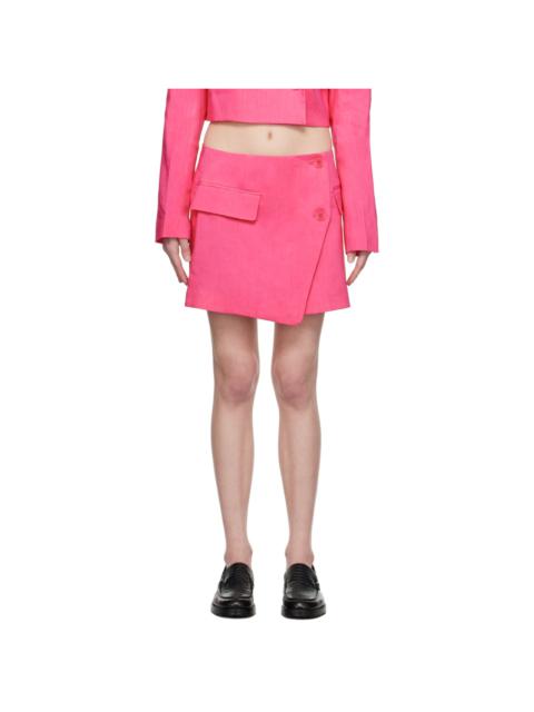 FRAME Pink Button Miniskirt