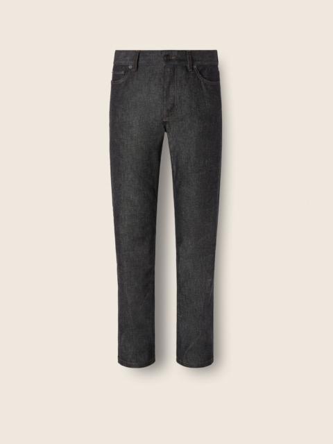 ZEGNA BLACK STRETCH COTTON AND CASHMERE ROCCIA JEANS