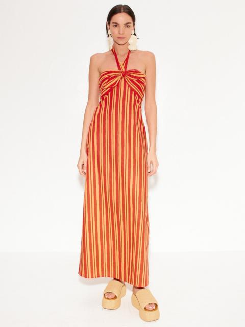 SIMONMILLER Del Linen Dress In Retro Red Orange Stripe