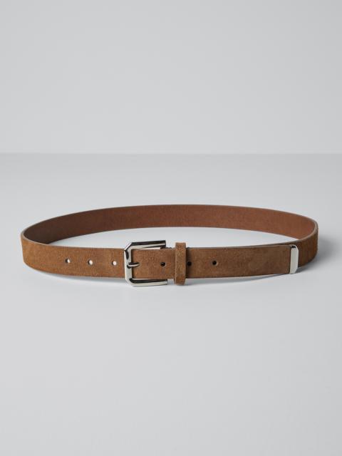 Brunello Cucinelli Reversed leather belt with square buckle and tip