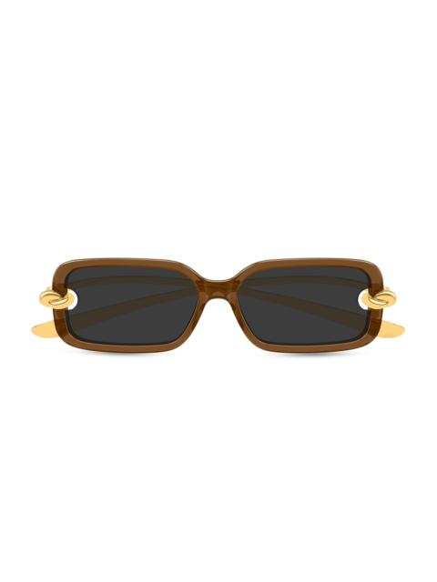 Bottega Veneta Women's Knot 56MM Rectangular Sunglasses - Gold Brown Black