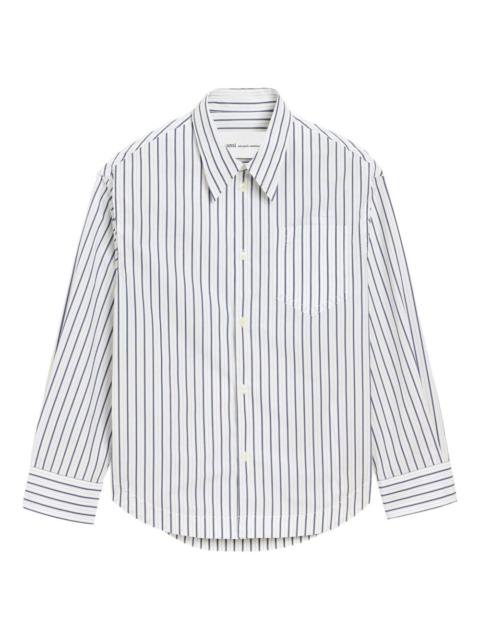 AMI Paris Ami De Coeur striped chest-pocket shirt