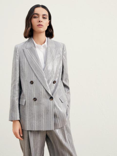 Brunello Cucinelli Sparkle Pinstripe Cutaway Blazer Jacket