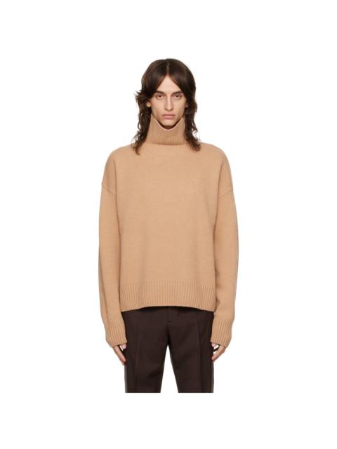 AMI Paris Beige Embossed Ami De Cœur Turtleneck