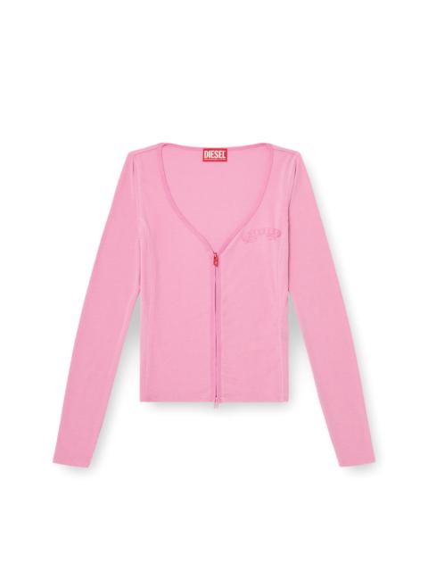 Diesel SLIM V-NECK LYOCELL TOP WITH ZIP