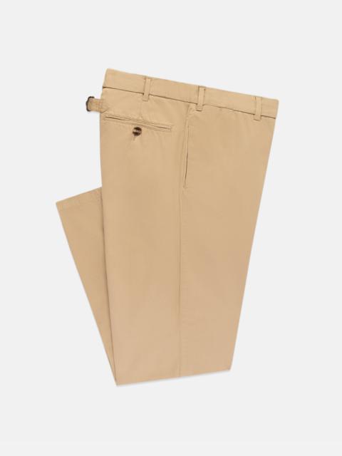 J. PRESS KHAKI CINCH-BACK COTTON CHINO TROUSER - TRIM FIT