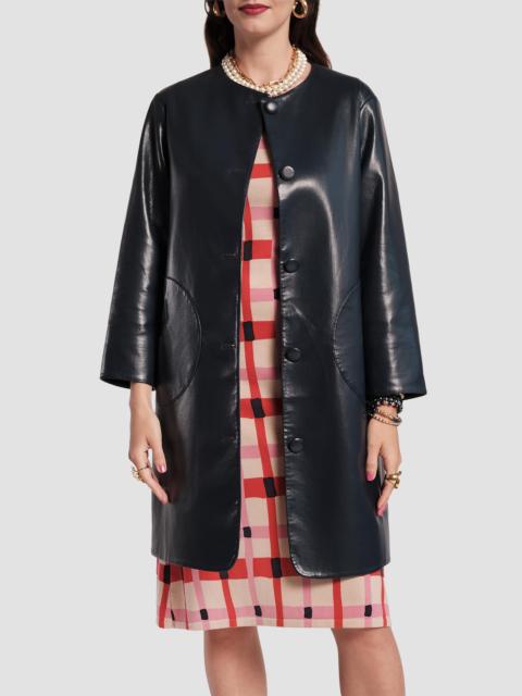 FRANCES VALENTINE Women's Mod Faux Leather Circular Pocket Jacket - Navy